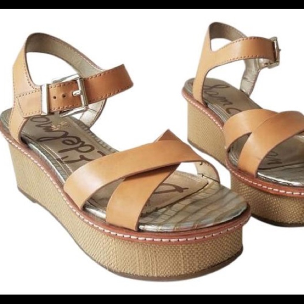 Sam Edelman Tan Tina Wedges Platforms